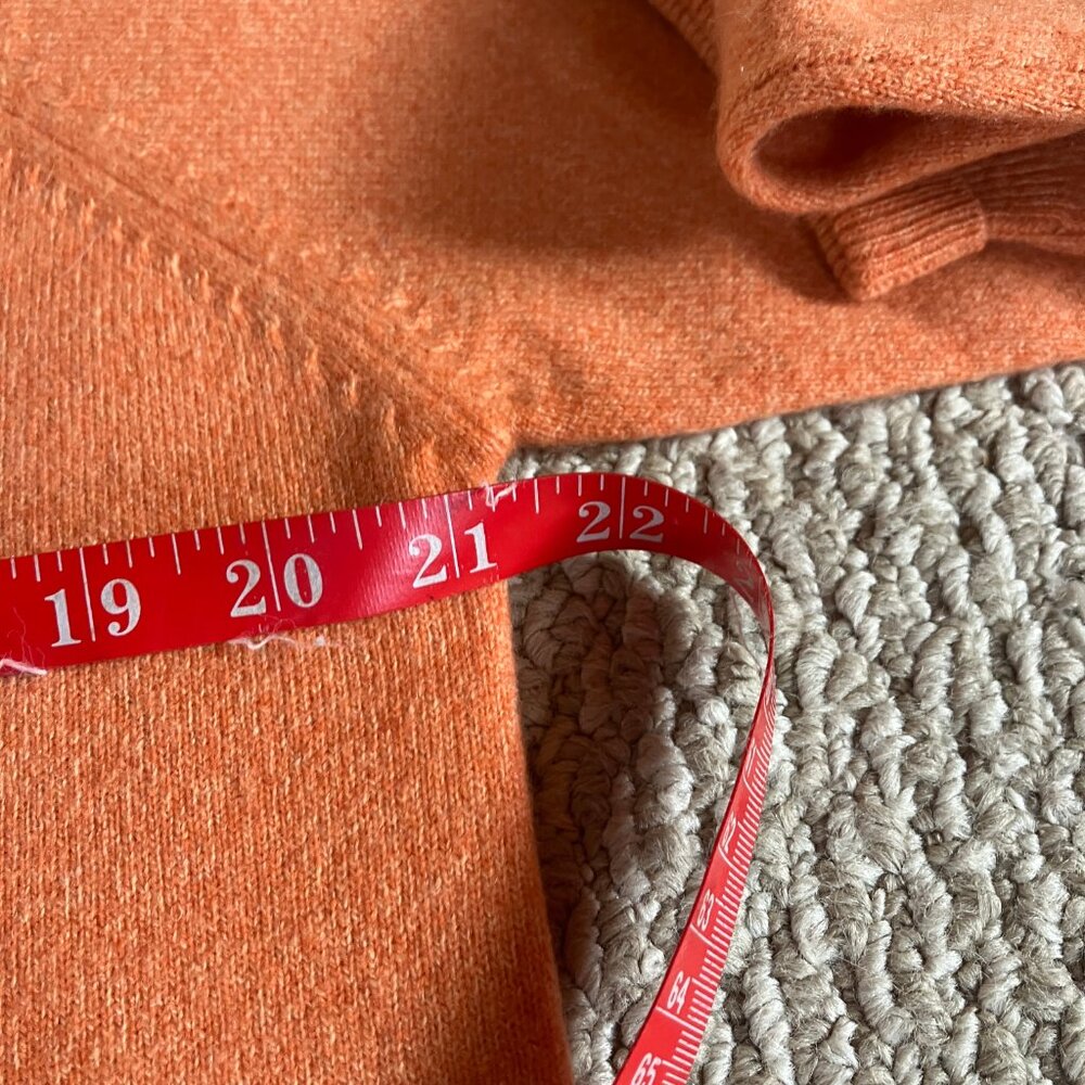 Giasone Italian 100% Cashmere Orange Sweater Crew Neck 2 ply Large - Picture 4 of 6